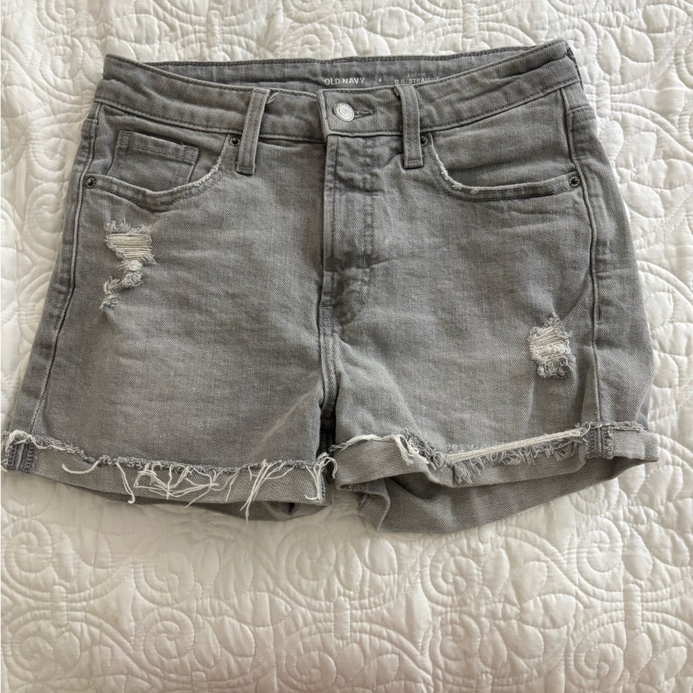 Old Navy, dark grey, High Rise OG straight ,  jean shorts size 4